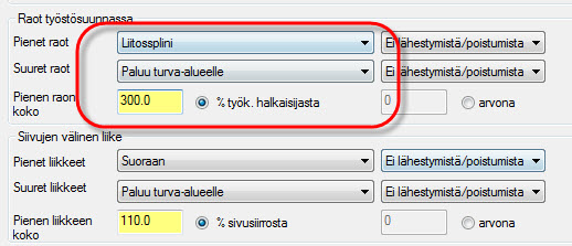 45 koisia rakoja pidetään suurina sillä perusteella, montako prosenttia rako on työkalun koosta.
