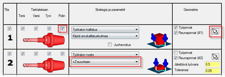 ) Merkitse Reunapinnat ja valitse punaisen kiinnittimen pinnat. 7 Muokkaa Törmäystarkastelu nro.
