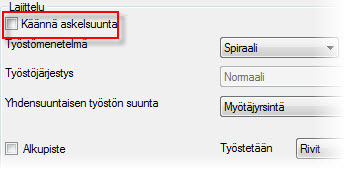 77 12 Työpinnoiksi valitaan Pinta 2 kuten kuvassa alla.. 13 PeruKäännä askelsuunnan valinta.