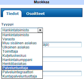 Kuva 6. Toimipaikan muokkaus ikkuna. 14.