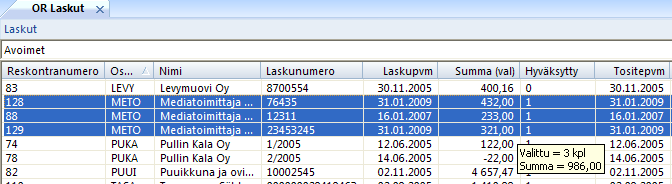 - Tulosta asiakirja - Muodosta raportti - Keskeytä raportti - Lisää liite - Lisää linkki Suodatus Hiiren oikealla Suodata Suodata komennon jälkeen Suodatin antaa oletusarvoksi hiiren kohdistimen