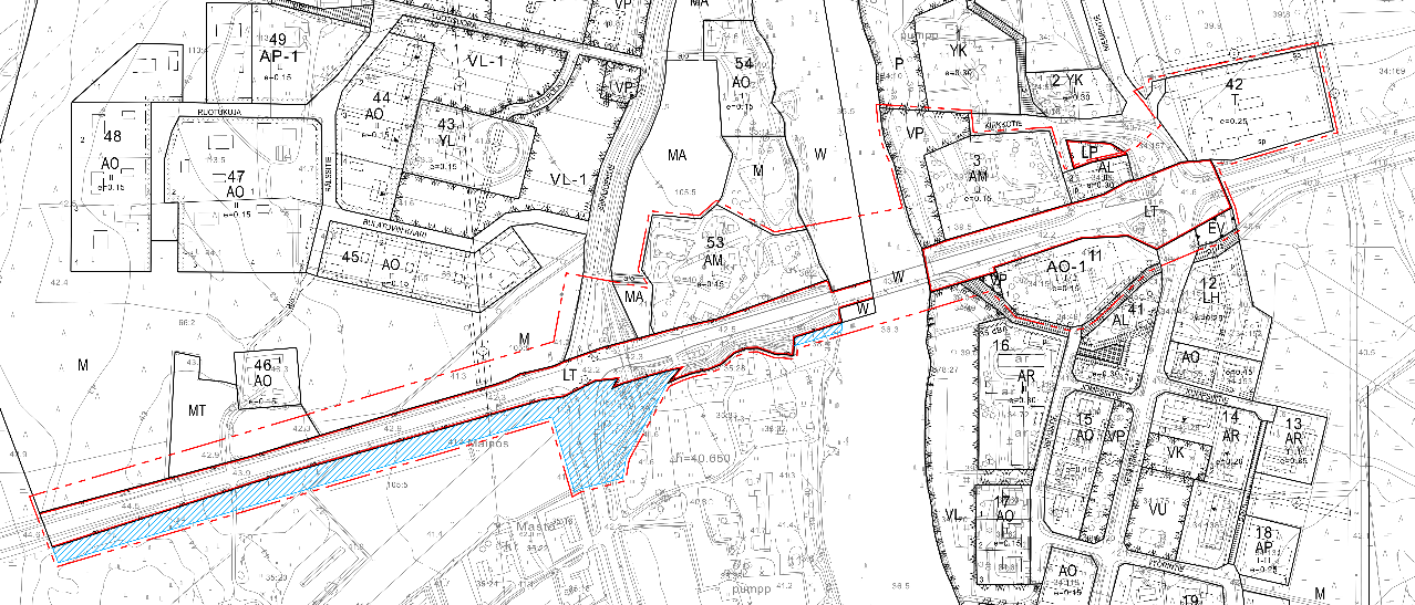 asemakaava-alueen eteläpuolella