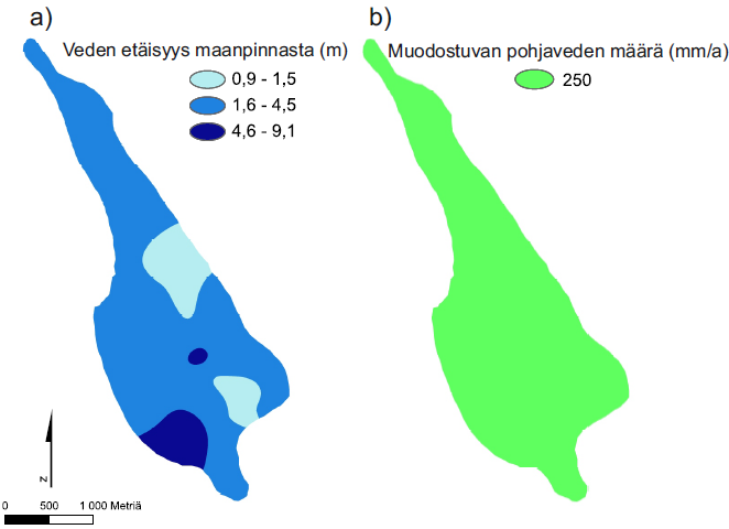 Lähteenkangas Lähteenkankaalla pohjaveden etäisyys maanpinnasta vaihtelee alle metristä yli seitsemään metriin (Maa ja Vesi Oy 1992, Oy Vesikolmio 1994, Hertta-tietokanta 2011).