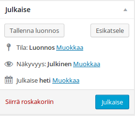 3. BLOGIKIRJOITUKSEN ELI ARTIKKELIN LUOMINEN Lisää uusi blogikirjoitus eli artikkeli kohdasta Artikkelit -> Lisää uusi artikkeli. Kirjoita artikkelin otsikko yläriville kohtaan Lisää otsikko tähän.