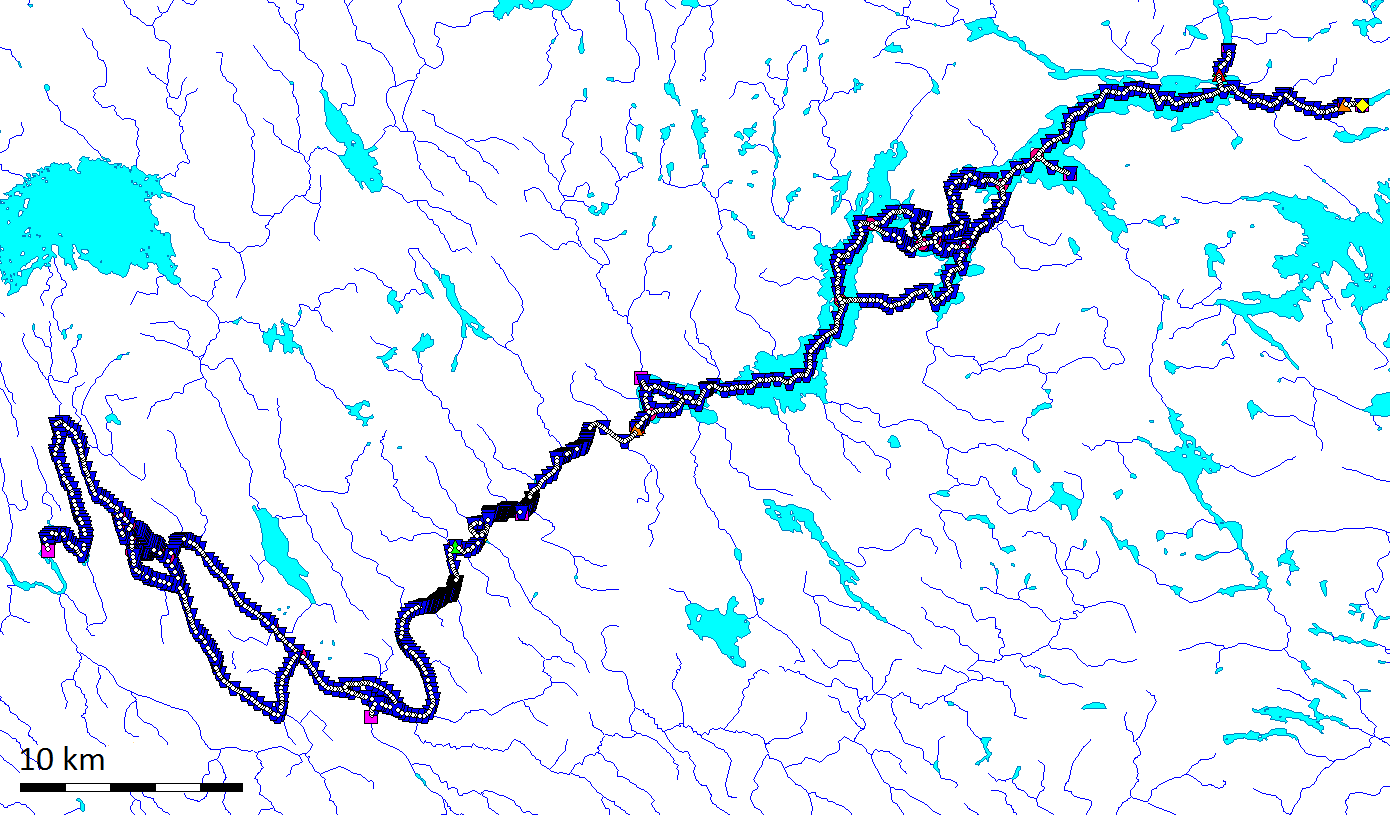 42 4.2 SOBEK-jokimallin soveltaminen koealueella Duel (2013) ja Juntunen et al. (2014) ovat luoneet SOBEK-mallin fysikaalisen osan tutkittavalle vesistöreitille.