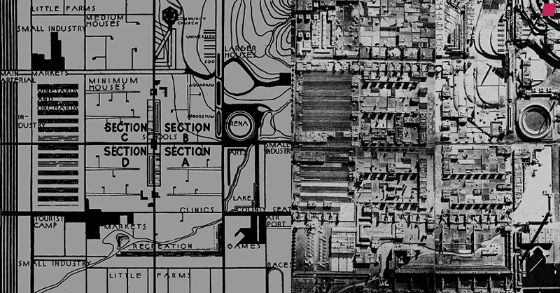 Modernistinen kaupunkisuunnittelu (1920- ja 1930-luku) Uusi (ja vähitellen massojen käytettävissä ollut) liikkumisen teknologia henkilöauto Le Corbusier + Frank Lloyd Wright + Radburn Le Corbusier