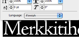 Kerning / parivälistys = kirjainparin välistystä Tracking / merkkivälistys = kirjainjoukon merkkien välistystä Merkkivälin tiivistys kahden merkin välille Merkkivälin tiivistys aktivoituun tekstiin