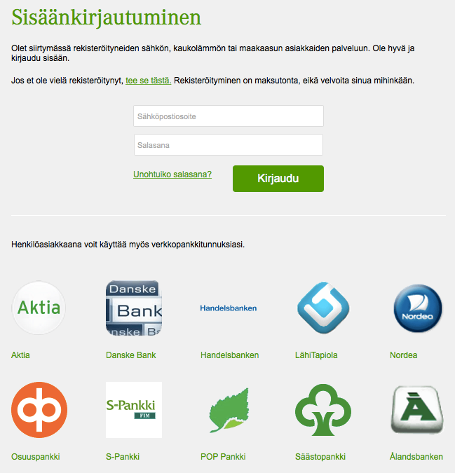 Käyttöohje 8 Kuva 2 Kirjautumisnäkymä 2. Kirjaudu sisään rekisteröitymisen yhteydessä luomallasi käyttäjätunnuksella (sähköpostiosoite) ja valitsemallasi salasanalla, ja paina Kirjaudu.