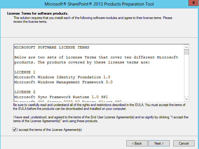 12. Accept the license agreement. Click Next. Hyväksy lisensiointi ja klikkaa Next. Lab A1.FARM_Hyper-V.v3 13. The installation starts. Asennus käynnistyy. 14.