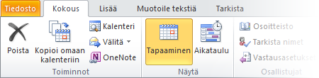 Komennot näkyvissä tarvittaessa Outlook 2010:ssä kaikki käytettävissä olevat komennot eivät ole näkyvissä koko ajan, vaan ohjelmassa näkyvät vain ne komennot, jotka liittyvät kulloinkin tekemiisi