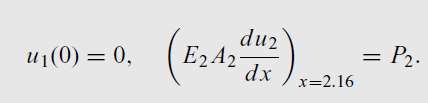 Sauvojen rajapinnalla (x = a) siirtymien on oltava jatkuvia, joten: Lisäksi voimien tasapainosta rajapinnalla seuraa: Reunaehdoista seuraa: Ratkaistaan integrointivakiot C 1, C 2, C 3, C 4