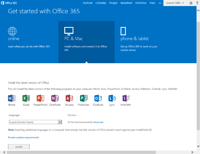 Chapter 1 / Luku 1: The Office 365 Fundamentals Liite 1 3 (7) Office for Desktop/Laptop You have logged on to your new User Account, now it s time to set up your software.