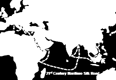 OBOR:n pääreitit One Belt = the Silk Road Economic Belt, vanhan Silkkitien moderni versio OBOR:in rinnalla kulkee Digitaalinen
