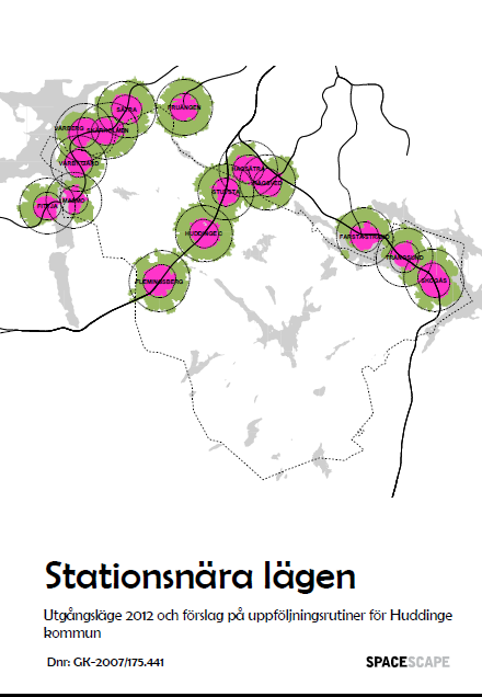 Raportti Stationsnära lägen: Lähtötilanne 2012 ja ehdotus seurantaperiaatteiksi Huddingen kunnassa Jotta voidaan suunnitella toimenpiteitä asemanseuduille, tässä raportissa on valittu 600 m ja 1200 m