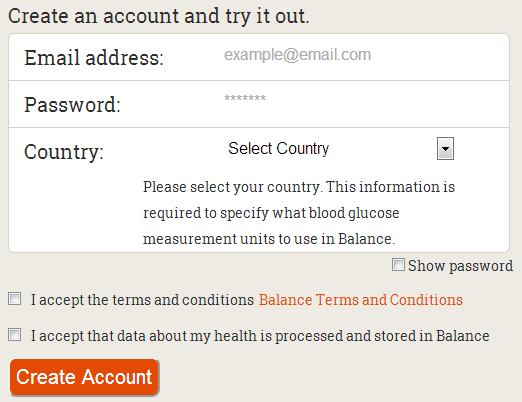Finally press Create Account to finish the registration process. Dashboard The Dashboard is the default view in Balance, since it opens first when you log in.