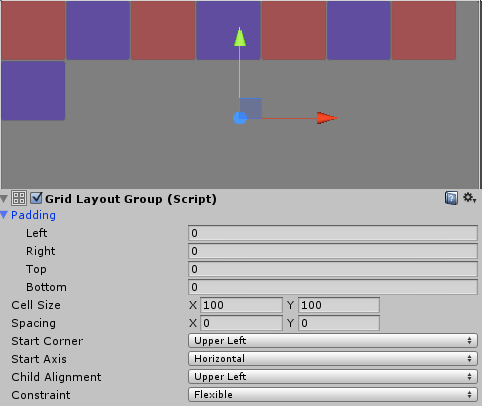 KUVA 2. Grid Layout Group Canvas Group Canvas Group on yksi tärkeimmistä ulkoasuun liittyvistä komponenteista.