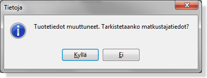 Lisäpalveluiden tarkistus Tuoterivien sekä varauksen tallennuksen yhteydessä tarkistetaan,