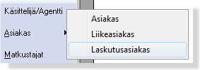 Laskutusasiakas Uusi toiminto, vaikuttaa vain laskulla näytettävään informaatioon, ei mm.