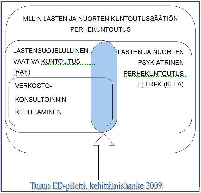 45 muistelu -asiakaspalaverit pystyttiin toteuttamaan näissä kohdissa. Rahoitus perheiden kuntoutuksen järjestämiseen tuli Kelan kautta.