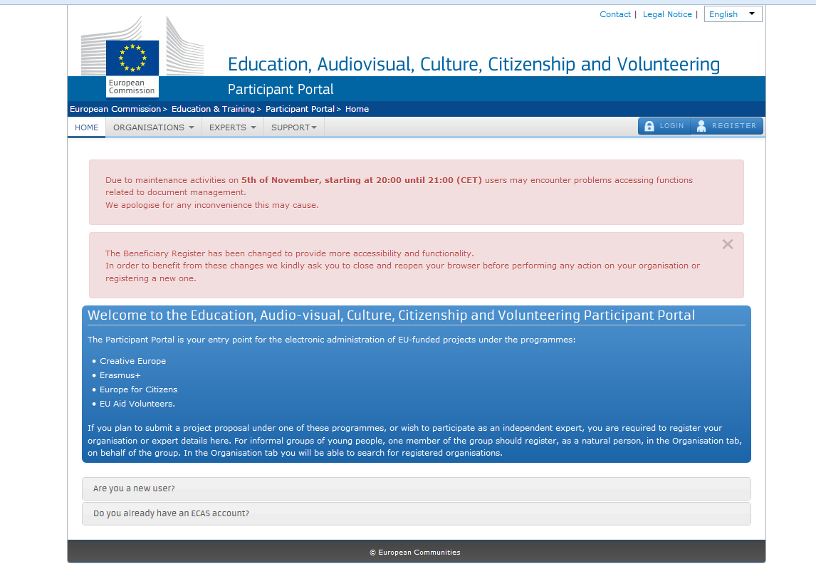 PIC-koodin luominen URF-tietokantaan Participant Portal ECAS-tunnuksen hankkiminen Participant Portal osoite: http://ec.