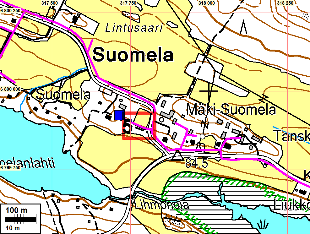 11 3.2 Suomela Maakaapelilinjauksen sivuhaara on suunniteltu sijoittuvaksi suhteellisen lähelle Suomelan kalmiston oletettua paikkaa, jonka paikannus on epätarkka.
