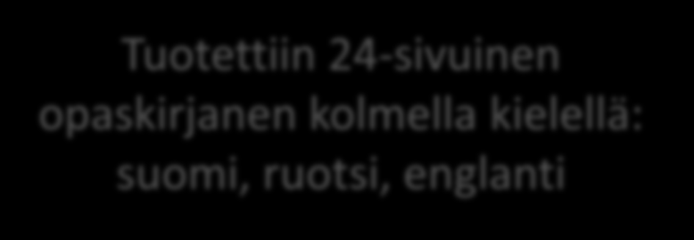 Tuotettiin 24-sivuinen opaskirjanen