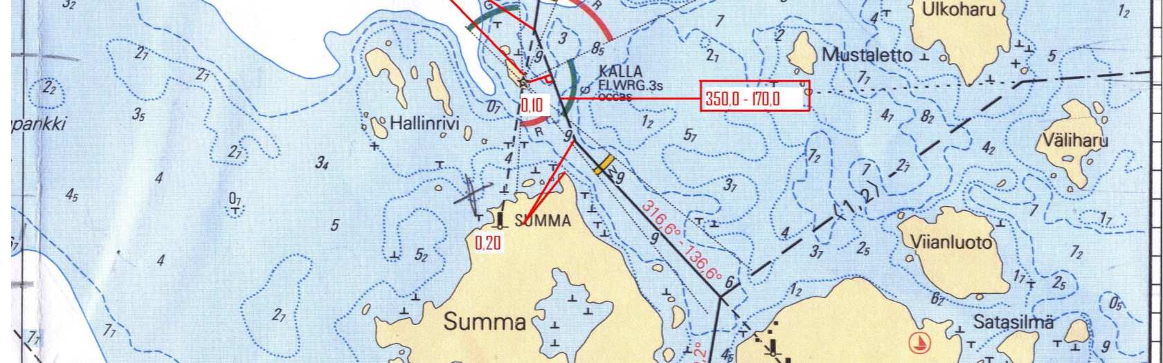 30 Kadetti Ville Tervakankaan tutkielma LIITE 2 NAVIGOINTIMERKINNÄT ELEKTRONISELLE JA PAPERISELLE MERIKARTALLE Kuva 4