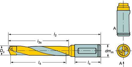 Coromant Delta ROT - IN Coromant Delta 5 D c Lieriövarsi ja taso ISO 9766:n mukaan Poran halkaisija: Reiän syvyys: Reiän toleranssi: Pinnan karkeus: Lastuamisneste: 9.525 19.05 (.375.