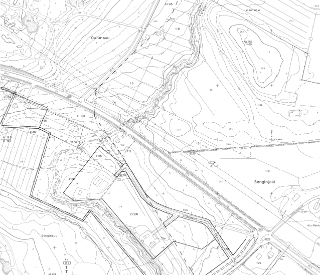 13/29 Kuvat 9 b. Ote asemakaavasta Sanginsuun kaupunginosa korttelit 1 ja 2 sekä katuja vesialue. 1.5.