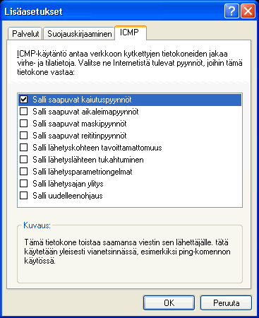 7 (22) Windows XP sisältää vakiona henkilökohtaisen palomuurin (Personal Firewall).