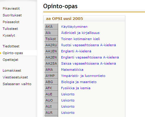 10 Opinto-opas Opinto-opas on hierarkkinen esitys oppilaalle valitusta opetussuunnitelmasta.