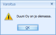 (31/117) Yleinen välilehti Asiakkaan tiedot otsikon alle tallennetaan asiakkaan nimi ja y-tunnus. Ohjelmisto antaa ilmoituksen, kts.