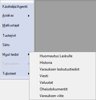 3.2. VARAUKSEN TOIMINNOT JA RAKENNE Varausohjelman käynnistyttyä on tarjolla neljä valintaa: Uusi Aloitetaan uusi varaus.