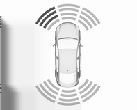 200 Ajaminen ja käyttö Etu- ja takapysäköintitutka Etu- ja takapysäköintitutka mittaa etäisyyden auton ja esteen välillä auton edessä ja takana.