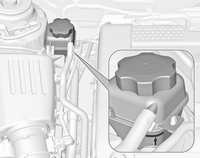 Auton hoito 233 Jäähdytysnesteen määrä Huomio Liian vähäisestä jäähdytysnesteen määrästä voi seurata moottorin vaurioituminen. Toisessa versiossa täyttöviivan merkintä on täyttöaukon sisäpuolella.
