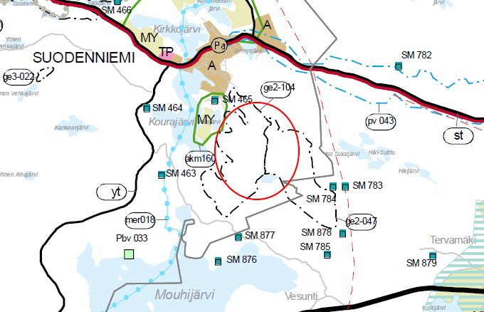 FCG SUUNNITTELU JA TEKNIIKKA OY Kaavaselostus 8 (66) käytetty tuulivoimaloiden ympärillä laajempaa eli noin kilometrin suojaetäisyyttä lähimpiin asuinrakennuksiin.