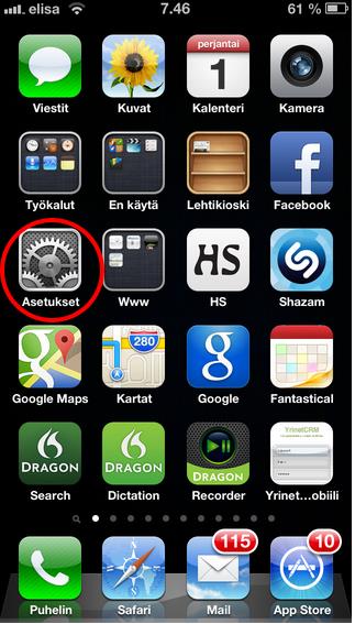 4. Käynnistä iphonen asetukset 5.