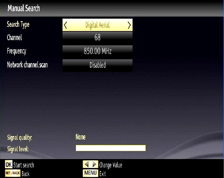 Digital Cable: Searches and stores cable DVB stations. Analogue: Searches and stores analogue stations. Digital Aerial & Analogue: Searches and stores both analogue and aerial DVB stations.