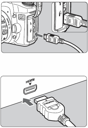 7.4 Kuvien katsominen televisiosta 7. Toisto Voit katsoa kuvia myös televisiosta. Katkaise aina virta sekä kamerasta että televisiosta ennen niiden kytkemistä. Katselu muissa kuin HD-televisioissa 1.