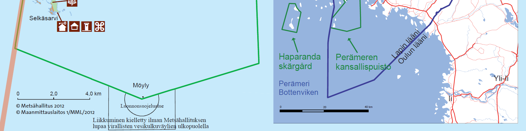 Lähialue on havainnollistettu kuvan 2 kartalla 2. Samaa karttaa käytettiin kävijätutkimuksen aineistonkeruussa kyselylomakkeen (liite 6) liitekarttana. Kuva 2.