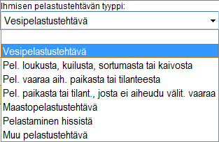 R-13 (64) Vaihtoehdot ovat: Vesipelastustehtävä Ihmisen pelastaminen veden varasta tai pelastussukellus.