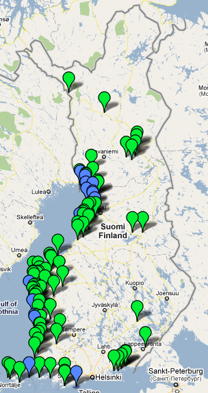 Tuulivoimahankkeiden sijoittuminen Julkaistuja tuulivoimahankkeita Lähde: