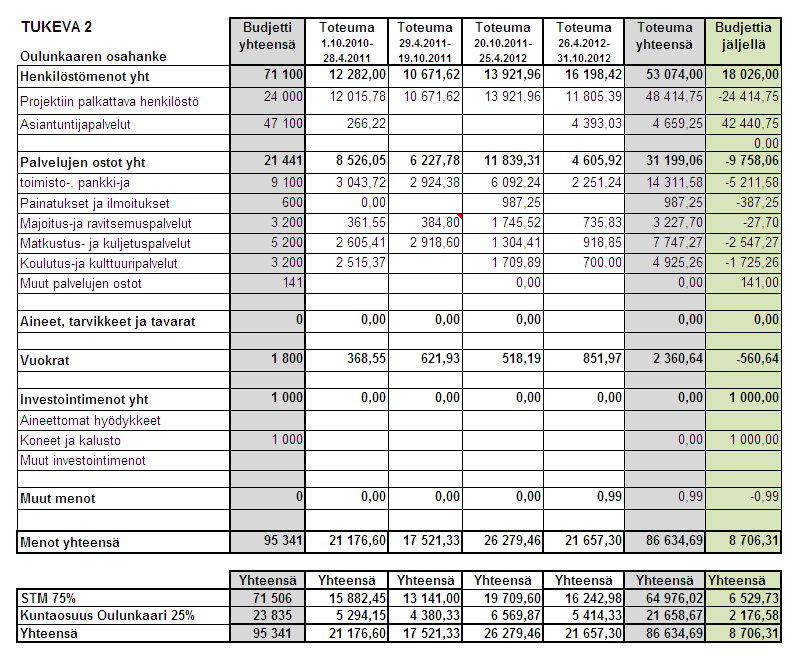 Budjetista jäi käyttämättä 8 706,31 euroa.