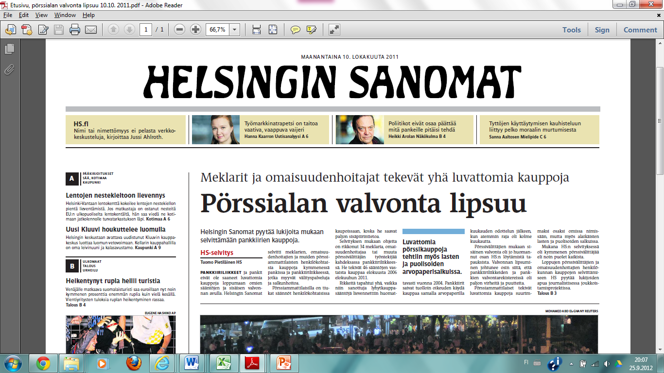 Onko täysin sattumaa, että pääministeri Matti Vanhanen julkisti