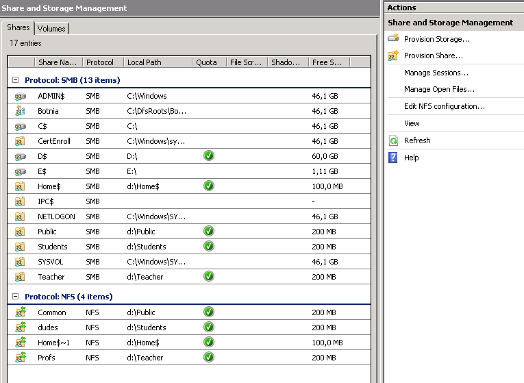 38 System), File Server Resources Manager sekä Networ File System. Tämän jälkeen asennus on valmis. Levypalvelimen nimi on AD\\. 4.6.