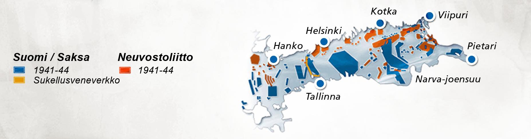 Suomi, Saksa ja Neuvostoliitto laskivat Suomenlahden alueelle lähes 70.