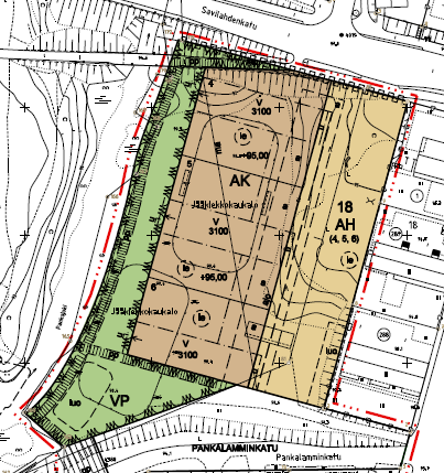 Pihan tason tulee olla vähintään +95, mikä tarkoittaa suurimmalla osalla tonttia noin 4,5 metrin korotusta nykyiseen tasoon.