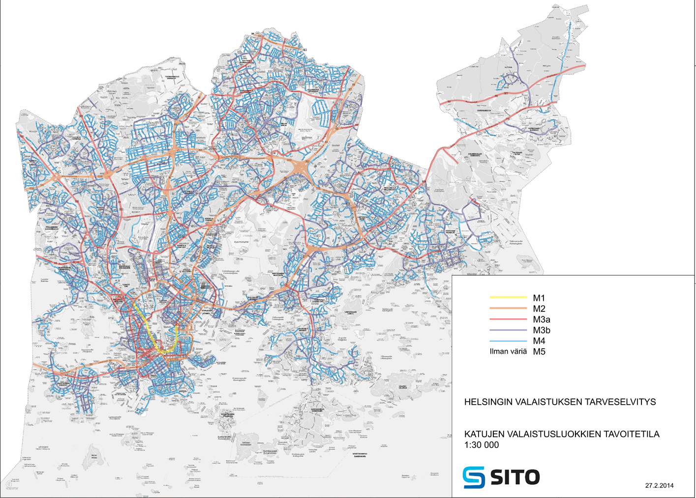 Valaistusluokat Helsingissä kaduilla käytettävät valaistusluokat on esitetty liitteessä 1. Kevyen liikenteen pääverkoston valaistusluokat on esitetty liitteessä 2.