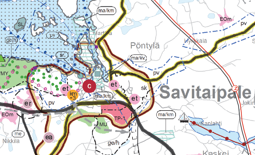 SAVITAIPALEEN KUNTA Kaavaselostus Sivu 9/18 3.2.2 Maakuntakaava suuteen. Tavoitteilla vastataan niihin haasteisiin, joita mm.