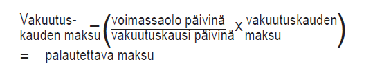 Jos vakuutus päättyy sovittua ajankohtaa aikaisemmin, on vakuutusyhtiöllä oikeus vakuutusmaksuun vain siltä ajalta, jonka sen vastuu on ollut voimassa.